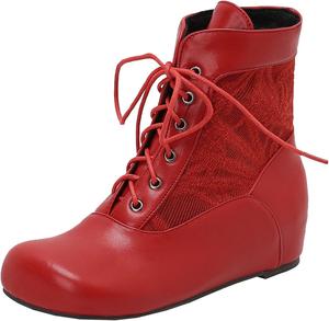 Элегантные женские ботильоны на танкетке с вышивкой, с передними шнурками и низким каблуком XIEPP, Red