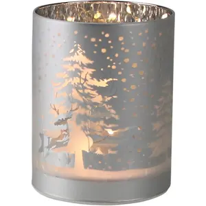 Фонарь светодиодный AM Design с рождественскими элементами, серебряный