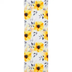 Дорожка для стола Желтые розы, с мотивом роз Цифровая печать, размеры примерно 45x150 см Done., белый/желтый/серый