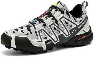 Мужские треккинговые ботинки Qacksv, дышащие, легкие, с широким носком, нескользящие, светло-серые