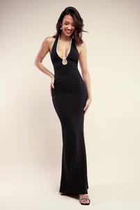 Платье макси с вырезом бретелькой Pearl & Scuba Goddiva, черный