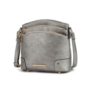 Женская сумка через плечо Kenya Crossbody из стильной веганской кожи с золотистыми акцентами от Mia K MKF Collection By Mia K., цвет pewter