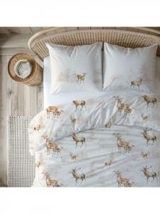 Traumhelden Комплект постельного белья «В деревенском стиле, с оленьим мотивом» бежевого цвета