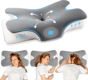 Подушка CMYbabee для облегчения боли в шее, контурная подушка из пены с эффектом памяти, эргономичная поддержка шеи для сна на боку, спине и животе, серая CMYBabee
