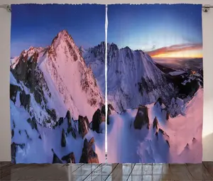 Штора Schneeberg Rustic от ABAKUHAUS, Tatra Peak Mountain Art, универсальная ленточная штора для гостиной с петлями и крючками, 280 x 225 см, темно-лавандовый и разноцветный Abakuhaus