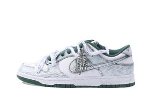 Nike Скользоустойчивые амортизирующие кеды Dunk Low Top для скейтбординга унисекс белый серебристый зеленый, цвет White Silver Green