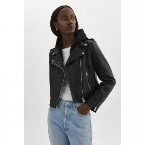 Святой | Кожаная косуха со съемным капюшоном Lamarque, черный