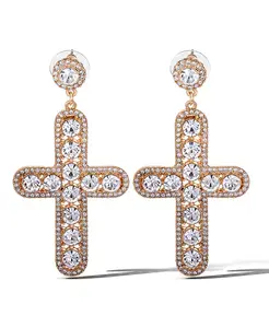 Серьги-Подвески с хрустальным крестом Jessica Simpson, gold