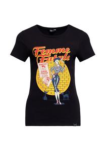 Рубашка с принтом и винтажным рисунком Femme Fatale QUEEN KEROSIN, черный