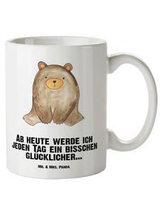 Кружка XL с сидящим медведем и надписью на белом фоне Mr. & Mrs. Panda