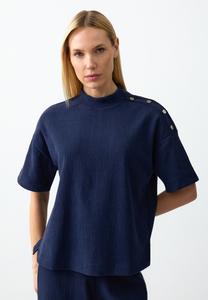 Футболка с принтом TEXTURED BUTTON-DETAIL Jimmy Key, темно-синий