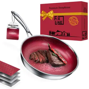 Сковорода Ø28 см, сотовый дизайн, красная Fixline