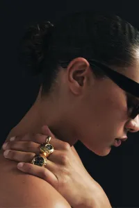 Набор из 3 металлических колец с блестящими деталями Zara, золотой