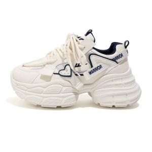 WARRIOR Стойкие к истиранию утепленные низкие массивные кроссовки женские бежево-темно-синие, цвет Beige Dark Blue