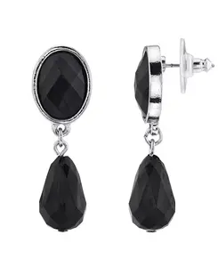 Серебряные граненые серьги-капли 2028, black