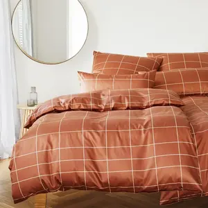 Элегантный комплект постельного белья из сатина Мако Cross, медного цвета, размер 200х220+2х80х80 Elegante