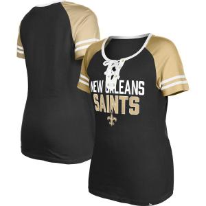 Женская черная футболка New Era New Orleans Saints со шнуровкой реглан New Era