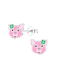 Alexander York Детские серьги-гвоздики в виде счастливой свинки из серебра 925 пробы, набор из 2 штук