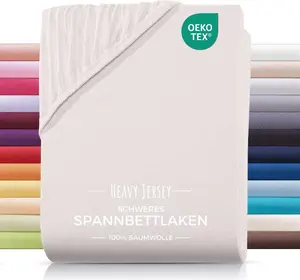 Простыня на резинке из плотного джерси 200x200 кремового цвета Carpe Sonno