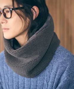 Шарф-снуд из флиса и меха боа Comme Ca Ism, цвет Charcoal