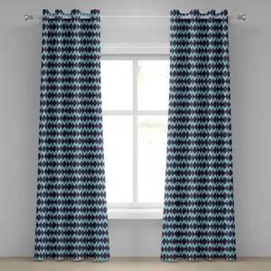 Штора ABAKUHAUS Marine с люверсами, ромбовидный узор Икат с размытым шевронным узором, этническое азиатское изображение, декоративные двухпанельные шторы, 280 см x 175 см, цвет баклажаново-бирюзовый Abakuhaus