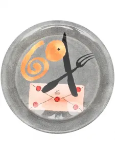 Керамическая тарелка с графичным принтом Fornasetti, серый
