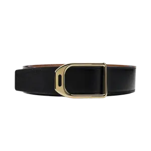 Кожаный ремень Metal мужской черный ширина 3,8 см HERMES