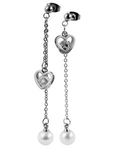 Adeliás Женский кулон - кулон в форме сердца из нержавеющей стали с жемчужиной в серебряном исполнении