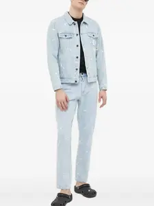 Джинсовая куртка с вышитыми ромашками karl kani, синий