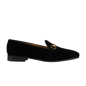 Лоферы Gucci Gallipoli Horsebit Velvet Loafers 'Black', черный