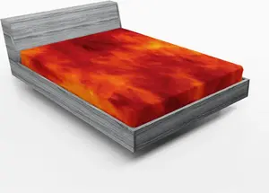 Простыня на резинке ABAKUHAUS оранжевого цвета с графическим принтом Огонь, взрыв, горячее пламя, жар, горение, 140 x 200 см, цвет: оранжево-желтый Abakuhaus