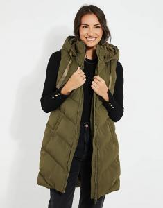 Потертый удлиненный жилет «вамп» цвета хаки