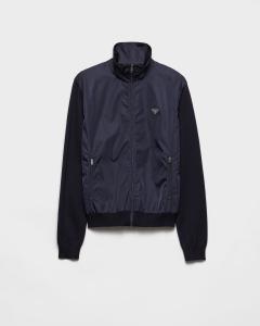 Кардиган на молнии из тончайшей шерсти Prada, синий