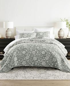 Двусторонний комплект постельного белья из 3 предметов с фактурным цветочным узором, размер Full/Queen ienjoy Home, Eucalyptus