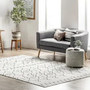 Ковер Tribal Striped Washable Shag Area Rug nuLOOM, 152x244 см, черный