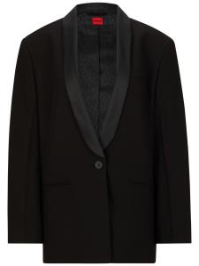 HUGO блейзер с лацканами-шалькой и нашивкой-логотипом, черный