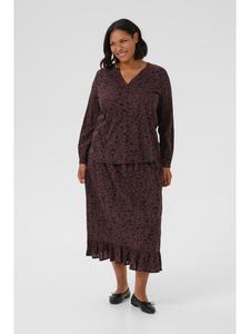 KAFFE curve Блузка с длинными рукавами KCbella, стандартный крой, цвет Fudge/Black Flower Print