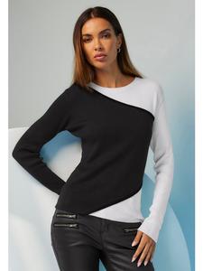 Свитер с круглым вырезом в цвете экрю и черном узоре Heine