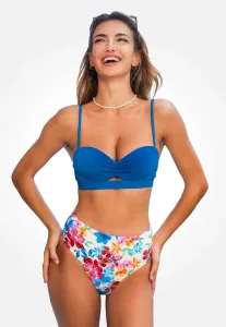 Яркий цветочный принт, комплект бикини с завязанными узлом и вырезами. Cupshe, Blue Pink Floral
