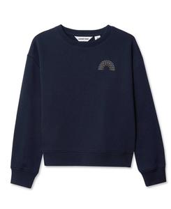 Детская толстовка с круглым вырезом и вышивкой Lands' End, Classic navy rainbow