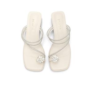 Сандалии Слайд Женские Наклейка Кожаная Обувь Senda, Абрикос