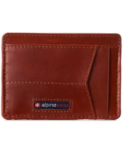 Мужской кошелек RFID Safe минималистичный для переднего кармана кожаный тонкий для карт Alpine Swiss, коричневый