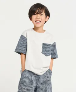 Футболка с короткими рукавами и принтом «гикори» Comme Ca Ism, цвет Oatmeal