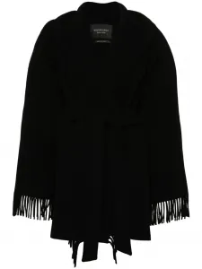 Кардиган-пальто с капюшоном и бахромой BALENCIAGA, черный