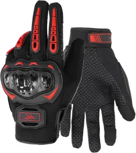 Жесткие мотоциклетные перчатки, спортивные велоперские перчатки с полными пальцами, защитные перчатки, дышащие защитные перчатки для езды на велосипеде и активного отдыха, Black Red