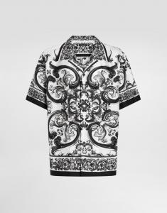 Гавайская рубашка из шелкового твила с принтом «майолика» Dolce & Gabbana, мультиколор