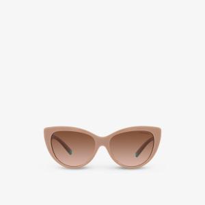 Солнцезащитные очки Tf4196 в оправе «кошачий глаз» из ацетата с фирменной отделкой Tiffany & Co, коричневый