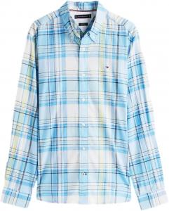 Мужская фирменная рубашка TOMMY HILFIGER с длинным рукавом и застежкой на пуговицы, классического кроя, коллекция 2025 года, Madras Sleepy Blue Multi 5182.400