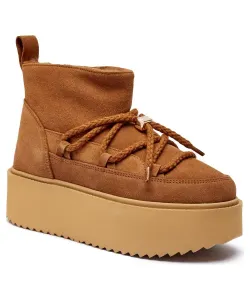 Женские зимние ботинки Inuikii кожаные на платформе, коричнево-рыжий