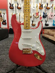 Электрогитара Fender Custom Shop 1955 Stratocaster Deluxe Closet Classic Limited Edition, гриф из клена, выцветший состаренный цвет Fiesta Red